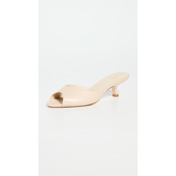 Reformation Shoes - Reformation Winne Kitten Heel Mules - 5 Almond Leather